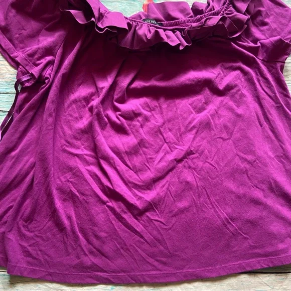 Lane Bryant Size 22/24 Fuchsia Pink Off The Shoulder Blouse Top Shirt - Picture 3 of 7